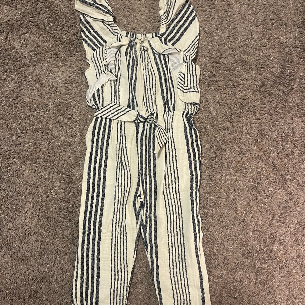 Jessica Simpson Striped Jumpsuit in Navy and Cream
